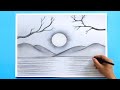 How to Draw a simple Landscape - Easy Pencil Drawing