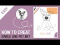 How to Create Single line art pet Portrait In Illustrator | Pet Portrait | Pet art.