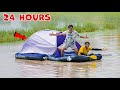 24 Hours Camping in Water Challenge | रात को सांप ने हालत ख़राब कर दी🐍😱 | Will We Survive?