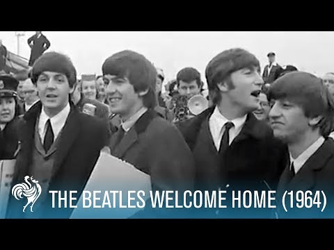The Beatles Welcome Home to England 1964 British Pathé