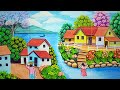 Beautiful Landscape Scenery Painting | Indian Rural Landscape Scenery Painting With Acrylic Color.
