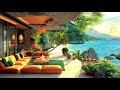 Soothing Jazz Instrumental by Seaside 🌴 Warm Balcony Ambience with Smooth Jazz Music in Soft Waves