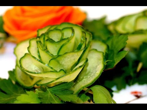 Как сделать роза из огурца