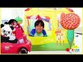 Download Ryan Drive Thru Pretend Play with Pizza + Power Wheels Ride On Car!!! mp4 3gp mp3 videos - waplic