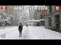 🇨🇦 【4K】❄️❄️❄️ EXTREME SNOWSTORM 2024 in Downtown Vancouver BC, Canada. Travel Canada. Relaxing walk.
