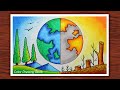 How to draw world environment day poster, Save nature drawing easy