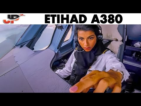Shaima Pilots the ETIHAD A380 out of Abu Dhabi