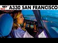 Piloting AIRBUS A330 out of San Francisco | Cockpit Views
