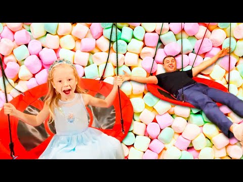 Nastya dan ayah bersenang senang di taman seri Fun kids