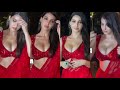 BAAP RE !! NORA FATEHI looking hot in red saree as she flaunnts her huge cleavage at an event 😍