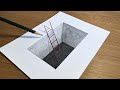 How To Draw Rectangle 3D with hole | Stair drawing | 3D drawing