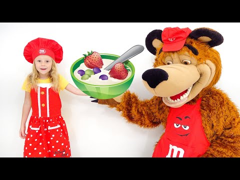 Nastya dan beruang memasak bubur video untuk anak anak