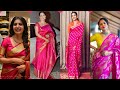 Celebrity wearing a pink saree and get styling tips