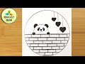 Pencil Drawing in Circle Easy Step By Step | Panda Drawing in Circle | Easy Circle Scenery Drawing