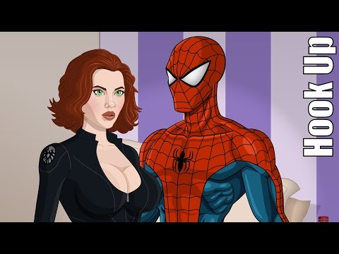 Download Cartoon Hook-Ups: Spider Man and Black Widow free