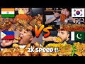 2x speed!!🔥Mukbangers around the world 🇮🇳🇰🇷🇧🇪🇵🇰🇨🇦 Fast Motion satisfying Mukbang Eating ASMR #food
