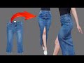 How easily to transform old jeans into a fashionable skirt - a sewing tip!