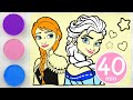 Sand painting princess Frozen Elsa Anna + more coloring children’s videos