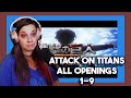 Lauren Reacts All Attack on Titan Openings (1-9) *Way more varied than I thought!*