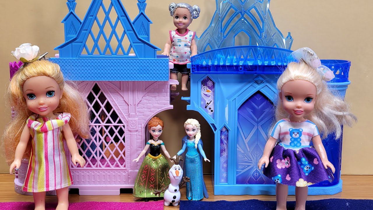 Mini dolls ! Elsa & Anna toddlers – Frozen doll houses – Barbie dolls