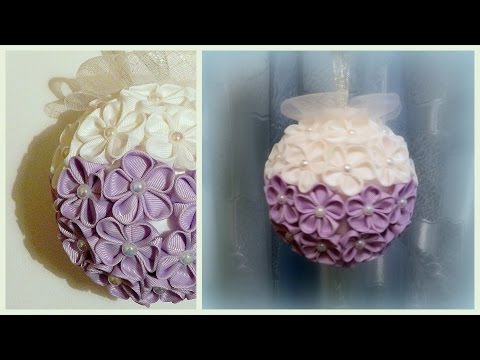Игрушка на елку из лент Игрушка на елку из лент