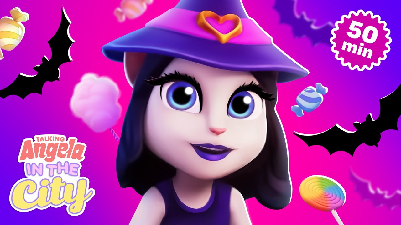 Angela’s Halloween Party 🦇🍬 Talking Angela: In The City Cartoon Compilation