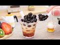 Homemade Miniature Boba Tea with Tapioca Pearl | Sweet Bubble Tea Recipe by 'Miniature Cooking'