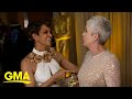 Jamie Lee Curtis shares sweet moment with Halle Berry backstage at Oscars l GMA
