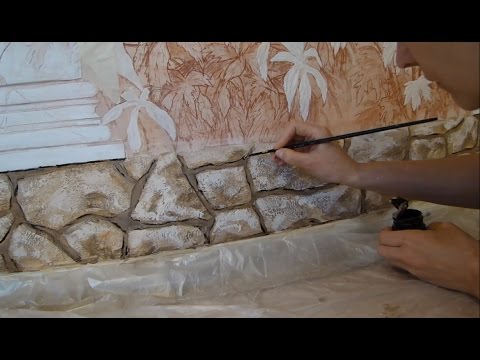 Имитация камня на стене своими руками из штукатурки 8