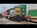 CSX Train With Caboose Seems To Be Racing Norfolk Southern Intermodal Train!  Trains With DPUs