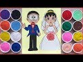 Colored Sand Painting Nobita & Shizuka the Bride and Groom - Toys for Kids (Chim Xinh)