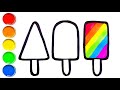 how to draw rainbow ice cream for kids / easy step by step rainbow ice cream drawing