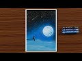 Easy Oil Pastel Drawing for Beginners - A Boy in Moonlight Night - STEP by STEP