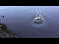 Slow Motion: throwing a Rock In Water, big ripples