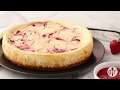 Baked strawberry swirl cheesecake