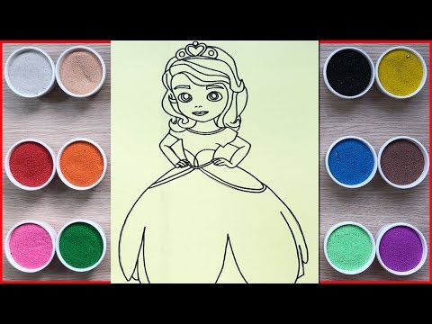 Đồ chơi trẻ em tô màu tranh cát công chúa Sofia Colored sand painting Sofia princess Chim Xinh 