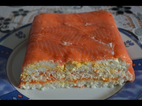 Слоеные салаты с красной рыбой рецепты с