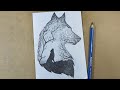 How to draw Scenery of Moonlight Wolf step by step | Hihi Pencil
