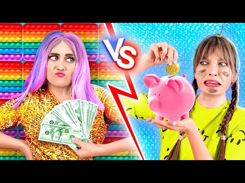 Rich VS Poor Girl How to make DIY FIDGET TOYS FOR FREE 