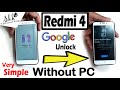 Redmi 4 Google Unlock🔓 Google Account Bypass without Computer. so simple tricks. #Redmi4GoogleUnlock