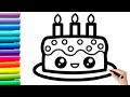 How to Draw cute and easy cake | Easy Drawing, Painting and Coloring for Kids & Toddlers