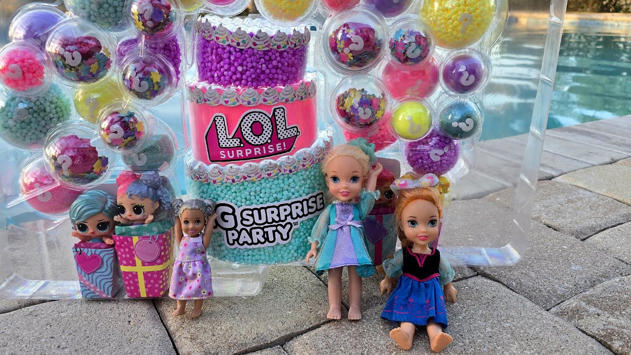 Snowflake’s Birthday ! Elsa & Anna toddlers – LOL surprise party – Barbie dolls