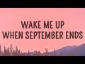 Green Day - Wake Me Up When September Ends (Lyrics)