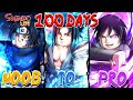 Spent 100 days Going From Noob To SASUKE UCHIHA In Shindo Life! Rellgames