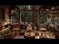 Warm Wooden House on a Rainy Day - Relax with Gentle, Soft Jazz Music for a Quiet Mood