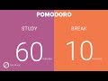 60 / 10  Pomodoro Timer  ||  No music - Study for dreams - Deep focus - Study timer