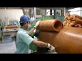 The process of mass-producing rubber bands. A rubber band manufacturing factory in Japan.