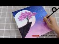 Vẽ đêm trăng - Moonlight night painting | Acrylic painting | AliNice Channel
