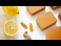 Homemade lemon turmeric soap🍋 Natural cold process soap making w/ recipe