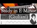 STUDY IN E MINOR - Op. 48, No. 5 - Mauro Giuliani - Full Tutorial with TAB - Fingerstyle Guitar